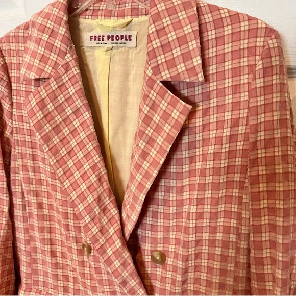 Free People Olivia Gingham Print Blazer Vintage Style Sold Out Online Sz XSmall - Picture 14 of 15